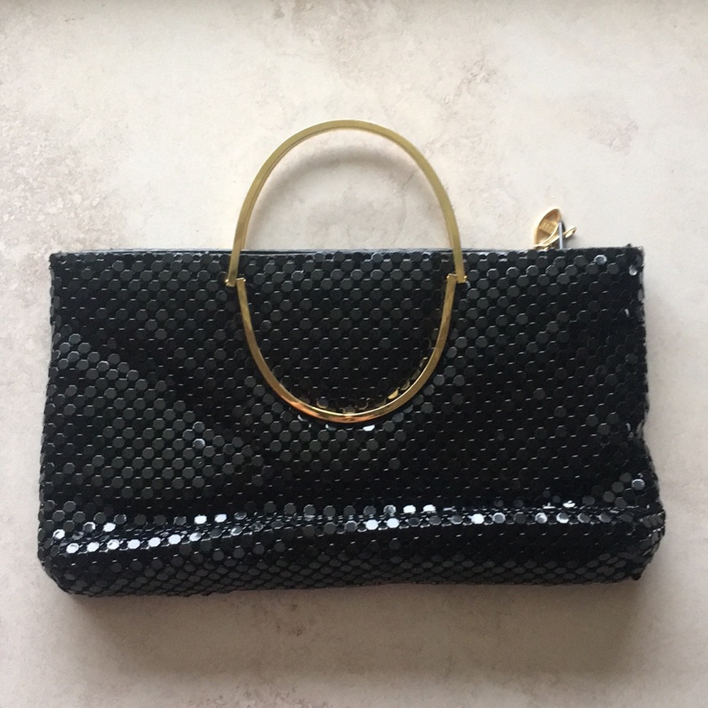 Black sequin and gold small purse